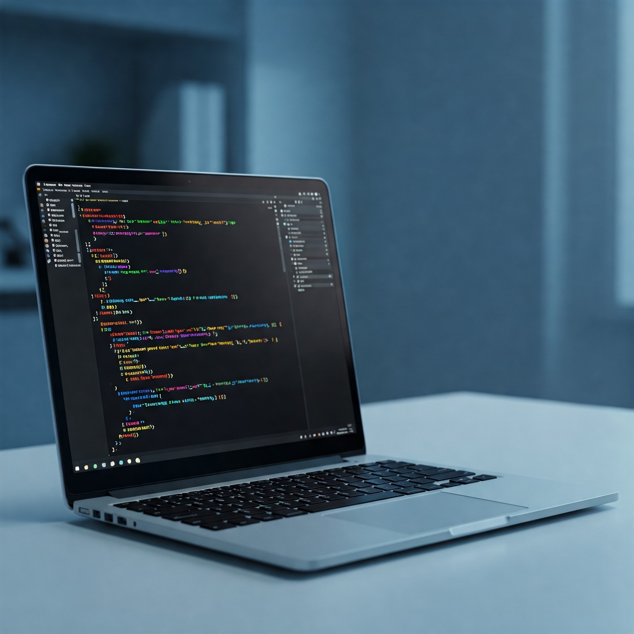 photo of Laptop Displaying JavaScript Code on Desk